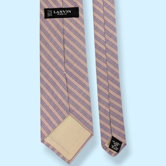 🍁Vintage Lanvin Paris Striped Silk Blend Tie - Picture 3 of 4